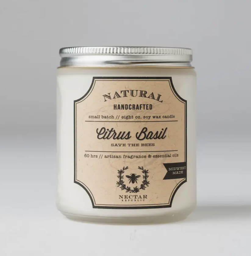 Cool Citrus Basil Candle | Small Batch Soy | Mallory Candle Co